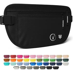 Vantamo Marsupio Uomo & Donna Ultrapiatto con protezione RFID, Marsupio Antiscippo con Cintura Regolabile, Ideale per Corsa e Escursioni e Viaggi, Leggero Cintura Portasoldi Sicuro