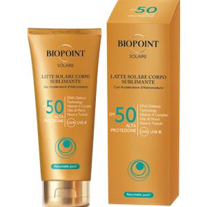 Biopoint Solaire Latte Solare Corpo Sublimante SPF 50 - 200 ml con Acceleratore di Abbronzatura e Azione Idratante