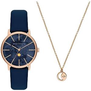 Armani Exchange Orologio da donna, movimento a tre lancette, orologio in acciaio inossidabile con cassa da 36 mm e cinturino in pelle o acciaio, Oro Rosa (Rose Gold)