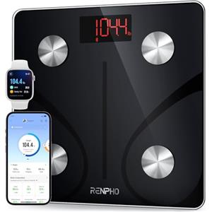 RENPHO Bilancia Pesapersone, Professionale Bilancia Impedenziometrica Bluetooth Bilancia Pesa Persona Digitale con App - Misura Peso Corporeo, Massa Grassa, BMI, Massa Muscolare, 30x30cm