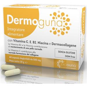 GUNA Dermoguna 60 Capsule - Integratore Alimentare con Vitamina C, E, B2, Niacina e Dermacollagene