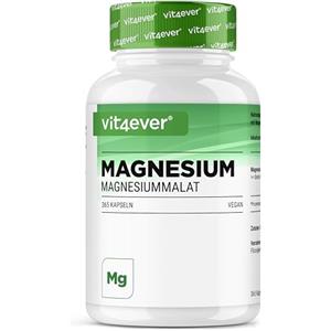Vit4ever Magnesio malato - 365 capsule - 2000 mg di cui 300 mg di magnesio elementare per dose giornaliera - Fornitura per 4 mesi - Malato di magnesio ad alto dosaggio - Senza additivi - Vegan