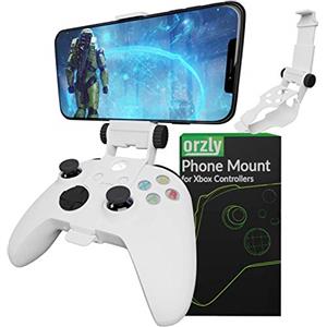 Orzly Clip da gioco mobile per controller Xbox Series X, supporto per telefono per controller Xbox, morsetto regolabile compatibile con Xbox Series X|S, Xbox One, Xbox One S, Xbox One X-Robot bianco