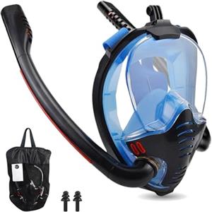 SRJEQC Maschera Snorkeling,Maschera Subacquea Adulti con Lente Ultra Chiara Anti Fog,Maschera Sub Panoramica 180° Design,Maschera Snorkeling adulto Compatibile con Videocamere Adulti Unisex (M)