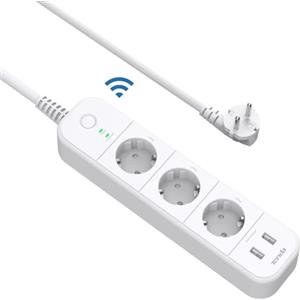 Tenda Ciabatta smart WiFi, Multipresa Intelligente con 3 Spine e 2 USB, Controllo tramite APP, vocale per Alexa e Google, Timer e pianificazione, Protezione da Sovraccarico 4000W 16A,1,5 Metri