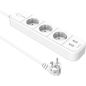 Tenda SP15 Presa Smart Wi-Fi, Spine Intelligenti Con 3 Prese Elettriche 2 Porte USB, Controllo Remoto, Compatibile Alexa e Google Home, Smart Plug con Protezione Contro le Sovratensioni, 16A, 3.68KW