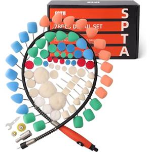 SPTA Mini Lucidatrice Tamponi per lucidatura kit lucidatura auto con adattatore per trapano M14, set di 78 pezzi lucidatura pad spugna, utilizzato su utensili rotanti/lucidatore, trapano elettrico