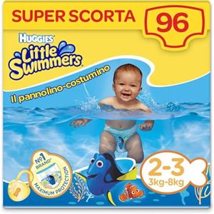 Huggies Little Swimmers, Pannolino Costumino, Taglia 2-3 (5-11 kg), Elasticizzato, Design Disney, 96 Pz