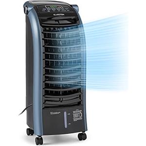 Klarstein Condizionatore Portatile 65W, 4in1, Climatizzatore Portatile, Raffrescatore Aria ad Acqua, Ventilatore, umidificatore, Silenzioso con Night Mode, 444m³/h, Serbatoio da 6L, Blu