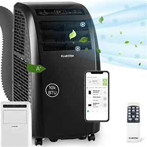 Klarstein Condizionatore Portatile 4 in 1, Condizionatore Deumidificatore Portatile Classe A, Aria Condizionata 10000 BTU/3,0 kW, Climatizzatore Portatile con Night Mode, Timer e Telecomando