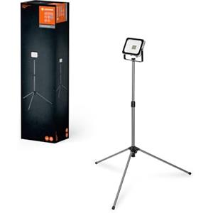 LEDVANCE Lampada da lavoro LED portatile per applicazioni esterne, Worklight Value con treppiede pieghevole e 1x 30W faretto, bianco diurno (6500K), grigio scuro, 1 pezzo