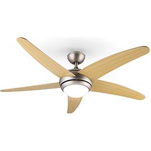 KLARSTEIN Bolero - Ventilatore da Soffitto 2in1, con Lampada, 134 cm, 55 Watt, Telecomando, Acero