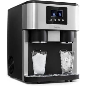 Klarstein Macchina Ghiaccio 1.8L, Macchina del Ghiaccio Professionale, Fabbricatore Ghiaccio Secco Alimentare 15kg, Ghiaccio Tritato e a Cubetti, Macchina Ghiaccio Casa Cocktail Pulizia Rapida