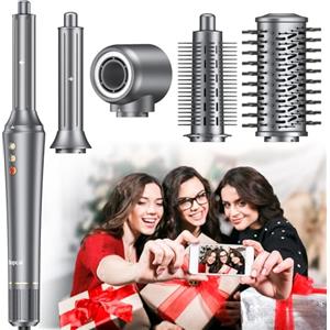 Bopcal Hair Styler 5 in 1, Phon Capelli professionale 110000 RPM, Arricciacapelli Automatico, Spazzola Asciugacapelli e Spazzola ad Aria Calda con Ionico Negativi per Ricci, Volumizzante, Lisciante