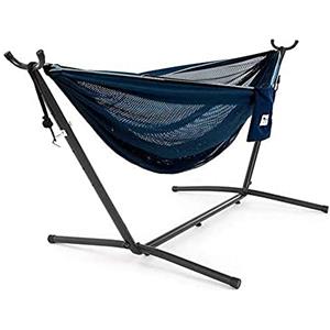 Vivere Amaca in rete con supporto (280 cm) - Navy/Turquoise