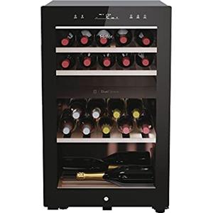 Haier Wine Bank 50 Serie 7 Cantinetta Vino Doppia Temperatura, 42 Bottiglie, Vetro Anti-UV, LED 3D, Controllo tramite App, Libera Installazione, Classe G, 49,7 x 58,5 x 82 cm, Nera - HWS42GDAU1