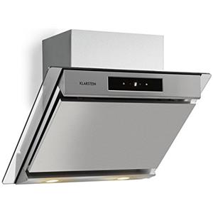 KLARSTEIN Balzac Cappa Inclinata - Ricircolo/Scarico, Silenziosissima, Pannello tattile, Luce LED, Filtro Antigrasso, Potenza di Scarico: 610 m³/h, 210 W, Argento, Tipo: Balzac, 60 cm
