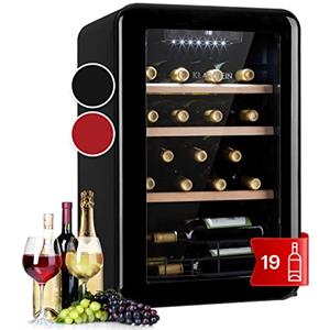 Klarstein Cantinetta Vino, Cantinetta Vino Refrigerata a Zona Singola per Interno/Esterni, Frigo Bar, Cantina Vino con Vetrina, Mini Bar con Protezione UV, Frigo Vino Touch, 4-22°C, 19 Bottiglie
