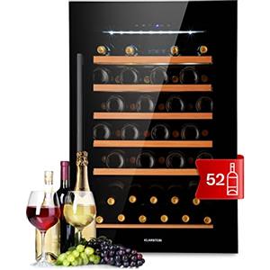 Klarstein Cantinetta Vino Refrigerata a Zona Singola per Interno/Esterni, Frigo Bar, Cantina Vino con Vetrina, Mini Frigo con Protezione UV, Frigorifero Piccolo Touch Control 5-22°C, 137L 52 Bottiglie
