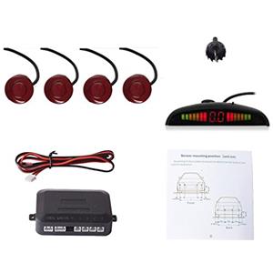 Cocar Sensore di Parcheggio Kit Desplay LED Acustico Auto Reverse Backup di Sistema + 4 Sensori(Fiat Rosso)
