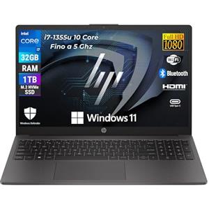 HP 250 G10, Intel Core i7-1355U 10 Core 3.7 Ghz, Computer portatile Notebook Display 15.6