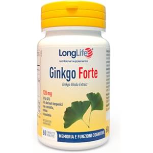 LongLife® Ginkgo Forte | Integratore di ginkgo con centella, colina e inositolo | Microcircolo, memoria e funzioni cognitive | Antiossidante | Fino a 2 mesi di trattamento | Senza glutine e vegano
