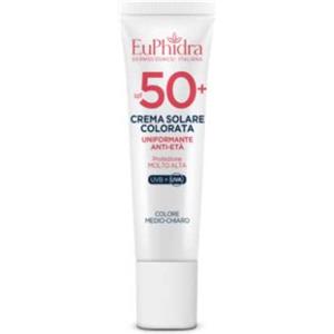 Euphidra Crema Solare Colorata Medio-Chiara SPF 50 - Uniformante e Anti-Età per Pelle Sensibile, 30 ml