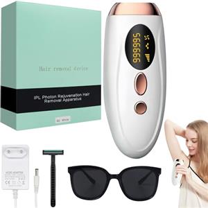 HASAIKA® Epilatore Laser IPL, Epilatore Luce Pulsata con Raffreddamento, 5 Livelli di Energia, Epilatore indolore per ascelle, braccia, gambe e tutto il corpo (Bianco)