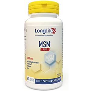 LongLife® MSM Plus | MSM con vitamina C, biotina e zinco | Integratore capelli, unghie, pelle | 1000mg OptiMSM® per tavoletta | Alto dosaggio | Fino a 2 mesi di trattamento | Senza glutine e vegan