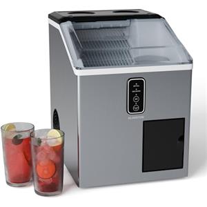 KLARSTEIN - Macchina del Ghiaccio, Acciaio Inox, 15kg/24h, Cubetti & Ghiaccio Tritato, Serbatoio: 1,8L, Pannello LED, Allarme del Livello dell'Acqua, Macchina del Ghiaccio per la Casa