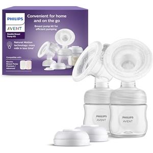 AVENT Philips Avent Double Breast Pump Kit, senza gruppo motore, semplice da pulire e assemblare, 2 biberon, 2 dischetti sigillanti e 2 ghiere per la conservazione del latte, modello SCF335/12