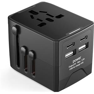 ZXLQ Adattatore Universale da Viaggio,Presa Universale da Viaggio con 2 USB A e 2 USB C,Adattatore di Presa Internazionale per Americana USA Giapponese UK Inglese Australia Italia,Viaggio Accessori Utili