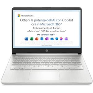 HP Laptop 14s-dq3000sl, Intel Celeron N4500, RAM4GB DDR4, SSD 128GB, Scheda Intel UHD, Display 14