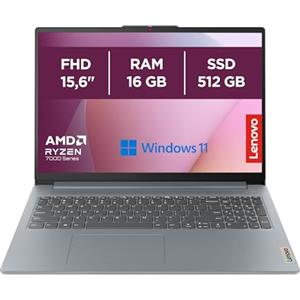 Lenovo IdeaPad Slim 3 Notebook 15,6" FHD (1920x1080), AMD Ryzen 5 7520U, RAM 16GB, 512GB SSD, Grafica Integrata, WiFi 6, Windows 11 Home - Arctic Grey