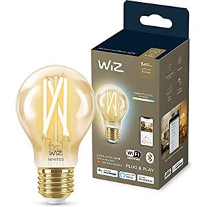 WiZ Lampadina Smart WiFi, Luce Bianca da Calda a Fredda Dimmerabile, Filamento Ambrata, E27, 7W, Tecnologia SpaceSense, Controllo Vocale (Alexa, Apple HomeKit, Google Home)