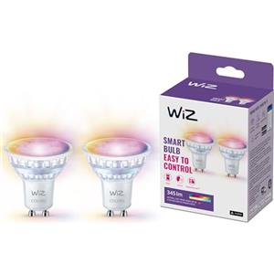 WiZ GU10 Smart LED Glass Bulb - Sostituzione GU10 da 50W, 16 milioni di colori + sfumature di bianco, Wi-Fi/Bluetooth, controllo vocale/App, funziona con Google Home, Alexa e HomeKit, 2 lampadine