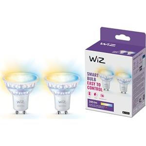 WiZ GU10 Smart LED Glass Bulb - Sostituzione GU10 da 50W, sfumature di bianco, Wi-Fi/Bluetooth, controllo vocale/App, funziona con Google Home, Alexa e HomeKit, 2 lampadine