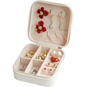 LiJuanWang Scatole Portagioie Gioielli da Viaggio,Portagioie Viaggio Portagioie da Viaggio Donna Custodia Piccola da Gioielleria,Organizer per Gioielli,idee regalo per ragazza grigio,bianco