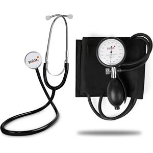 Pulox Stetoscopio a testa piatta & Misuratore di pressione manuale (sfigmomanometro aneroide) in un set con borsa