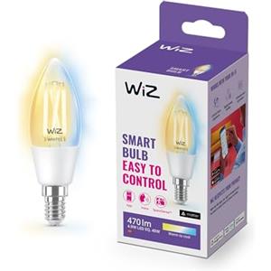 WiZ Lampadina Smart WiFi, Luce Bianca da Calda a Fredda Dimmerabile, Filament, E14, 5W, Tecnologia SpaceSense, Controllo Vocale (Alexa, Apple HomeKit, Google Home)