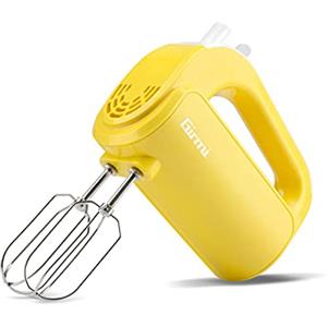 Girmi SB02 Sbattitore Elettrico, 170W, Sbattitori Inox per montare panna ed albumi, Funzione Turbo, Ganci Inox per impasti dolci e salati, 5 Velocità, Giallo