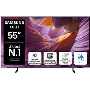 Samsung OLED AI TV 55'' QE55S85FAUXZT 4K, Processore NQ4 AI Gen2, 4K AI Upscaling, Schermo antiriflesso, OLED HDR, Dolby Atmos & OTS Lite, Contour Design