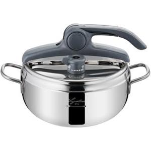 Lagostina Irradial Control Pentola a Pressione 3.5 L in Acciaio Inox 18/10 Ø 22 cm, Pentola Induzione e Gas, Coperchio con Apertura Facilitata, Fondo Irradial Plus Triplo Strato, Metallico