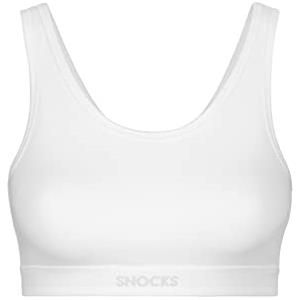 Snocks Bustino da Donna in Morbido Cotone Biologico con Reggiseno Sportivo Senza Ferretto (L, Bianco)