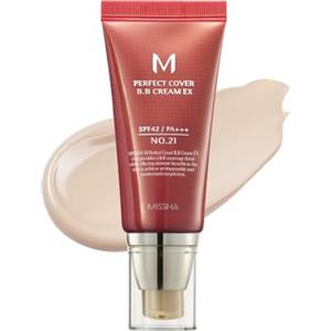 MISSHA Perfect Cover BB Cream 50ml #21 Light Beige - Copertura Media, Idratazione e Protezione Solare SPF42 - Trucco Naturale e Duraturo