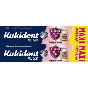 Procter & Gamble Kukident Plus Crema Adesiva Barriera Anti Cibo Neutro Bipacco 2 x 57g