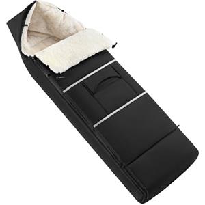 Navaris Sacco Passeggino Invernale Extra Large - Sacco Termico Passeggino Universale Grande - Coprigambe Carrozzina Neonato Bambino - Impermeabile con Cerniera - Da 12 a 48 Mesi - Nero