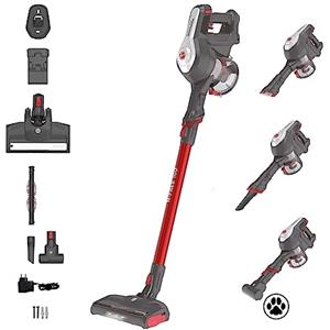 Hoover H-FREE 100 HF122GPT 011 Aspirapolvere Elettrica Senza Fili, Senza Sacco, 170W, 0,9 L, Ciclonico, Mini Turbo Spazzola, Autonomia 40 Min, Rosso