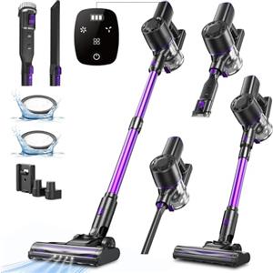 Vexilar Aspirapolvere Senza Fili 450W/40Kpa/50 Mins,6 in 1 Potente Aspirapolvere Portatile Leggera Silenzioso,Schermo OLED/Anti-avvolgimento,Scopa Elettrica Senza Fili Verticale per Tappeti/Pavimenti