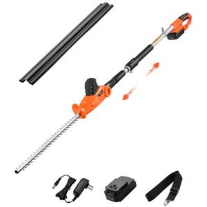 VEVOR Tagliasiepi Elettrico, 1200 Giri/min Tagliasiepi a Palo per Rami Alti, Estensibile da 1,88 a 2,37 m Batteria da 20 V con Lama da 510 mm 5 Angoli Regolabili per Giardino e Cortile